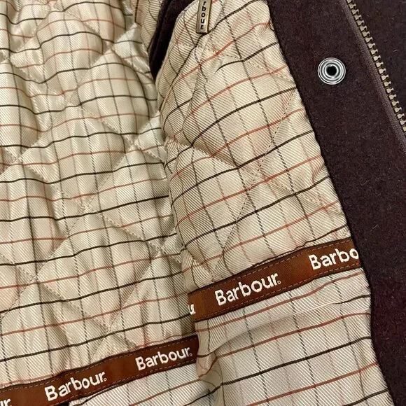 Barbour Newmarket Coat Women's Wool Brown Waterproof Breathable US 12 NWT $500 - Picture 11 of 16